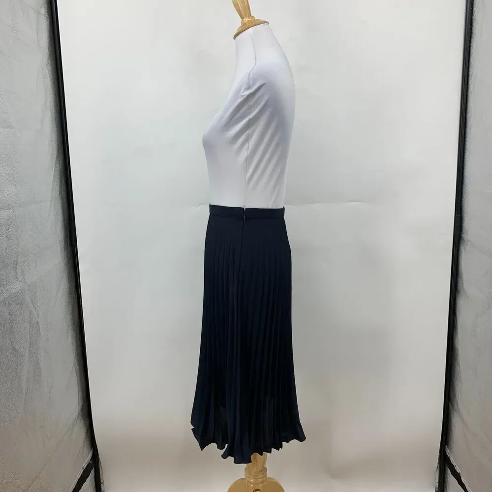 Michael Kors Accordion Skirt Womens 0 Semi Sheer Knee Length Pleated Unlined